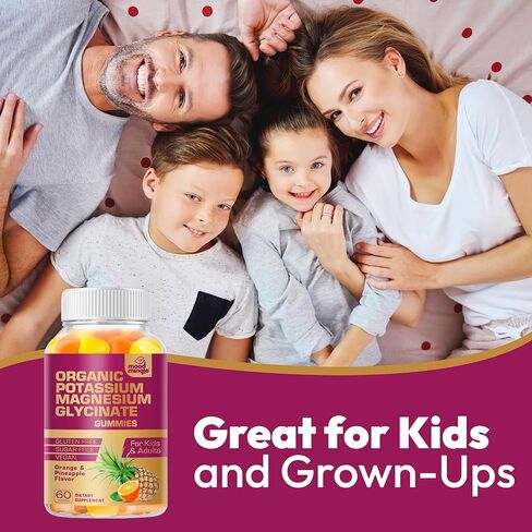 Potassium Magnesium Glycinate Supplement Gummies - High Absorption Potassium Chews - with Calcium Vitamins B6 B12 C D3 K2 Zinc - Vegan Sugar-Free Gluten Free for Kids Adults in Saudi Arabia