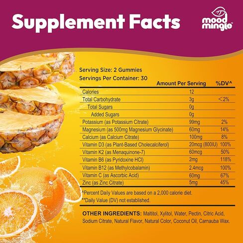 Potassium Magnesium Glycinate Supplement Gummies - High Absorption Potassium Chews - with Calcium Vitamins B6 B12 C D3 K2 Zinc - Vegan Sugar-Free Gluten Free for Kids Adults in Saudi Arabia