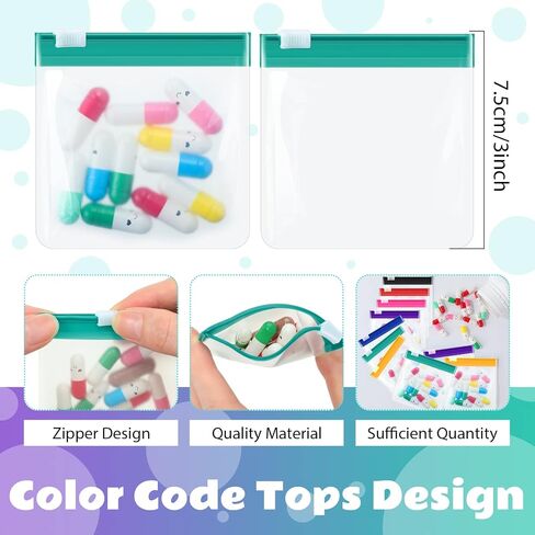 Sherr 56 Pcs Weekly Zippered Pill Pouch Bags Pill Pouch Set Reusable Pill Clear Plastic Pill Bags Sealing Travel Medicine Organizer Travel Storage Pouches with Slide Lock (Candy Color) in Kuwait