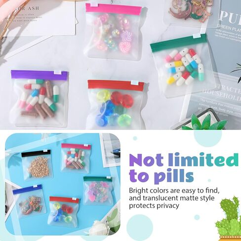 Sherr 56 Pcs Weekly Zippered Pill Pouch Bags Pill Pouch Set Reusable Pill Clear Plastic Pill Bags Sealing Travel Medicine Organizer Travel Storage Pouches with Slide Lock (Candy Color) in Kuwait
