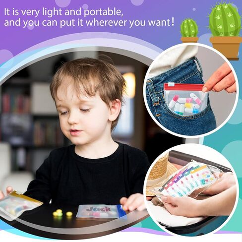 Sherr 56 Pcs Weekly Zippered Pill Pouch Bags Pill Pouch Set Reusable Pill Clear Plastic Pill Bags Sealing Travel Medicine Organizer Travel Storage Pouches with Slide Lock (Candy Color) in Kuwait