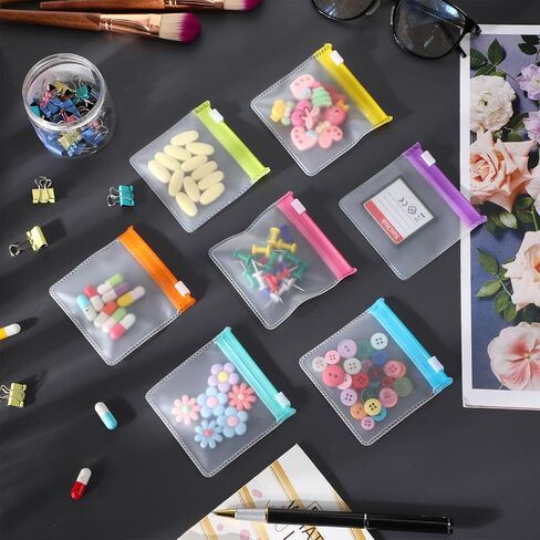 Sherr 56 Pcs Weekly Zippered Pill Pouch Bags Pill Pouch Set Reusable Pill Clear Plastic Pill Bags Sealing Travel Medicine Organizer Travel Storage Pouches with Slide Lock (Candy Color) in Kuwait