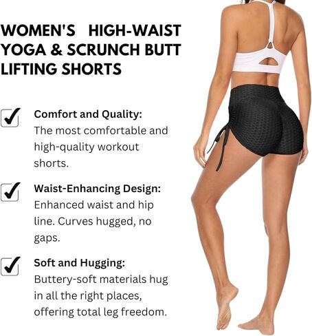 Ciana Womens High-Waist & Scrunch Butt Lifting Sexy Yoga Shorts High Waist Elastic Active Hot Workout Shorts in Saudi Arabia