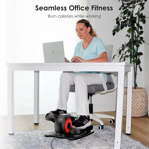 Under Desk Elliptical Machine, Leg Exerciser While Sitting for Seniors Adults, Quiet & Portable Elliptical Exercise Machine with Remote Control & LCD Display Monitor, 5 Adjustable Speeds in Kuwait