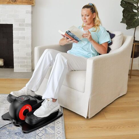 Under Desk Elliptical Machine, Leg Exerciser While Sitting for Seniors Adults, Quiet & Portable Elliptical Exercise Machine with Remote Control & LCD Display Monitor, 5 Adjustable Speeds in Kuwait