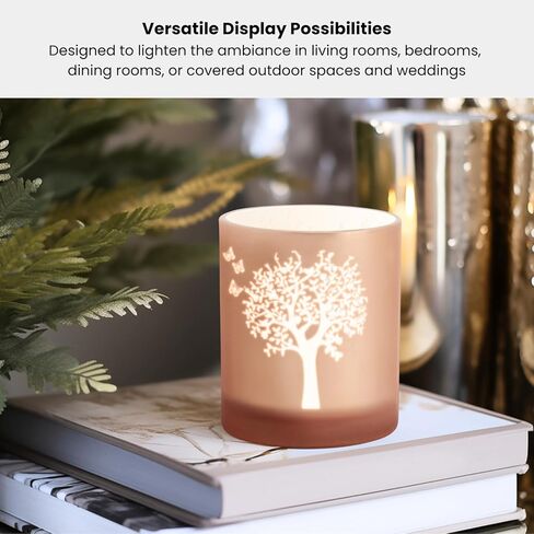 حامل شموع على شكل فراشة من Torre & Tagus للناخبين ومزهرية زجاجية بلوري للزهور - ديكور طاولة زفاف من الذهب الوردي بطول 4 × 5 وحامل شموع إعصار للشموع وأضواء LED عديمة اللهب in Kuwait