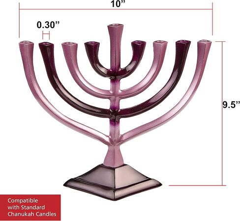 Ner Mitzvah Colorful Aluminum Candle Menorah - Fits All Standard Chanukah Candles - Artistic Blue Gradient Tie Dye Design - 10" High in Kuwait