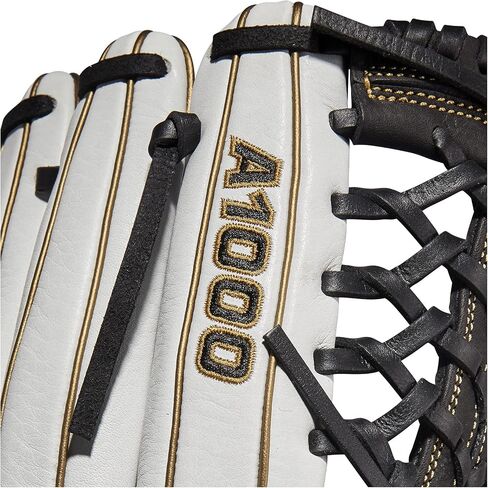 قفاز ويلسون 2022 A1000 T125 مقاس 12.5 بوصة Fastpitch Outfield - غطاء لليد اليسرى، أبيض/أسود/ذهبي معدني in Saudi Arabia