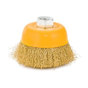 Hoteche 3-Inch Wire Cup Brush with 5/8''-11 Arbor - Heavy-Duty Steel Crimped Wire Brush for Rust Removal, Paint Stripping, and Surface Preparation - Compatible with Angle Grinders