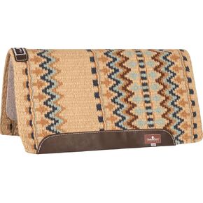 Classic Equine Classic Wool Top Saddle Pad, 3/4-inch Thick, Turquoise-Honey, 32-inch x 34-inch