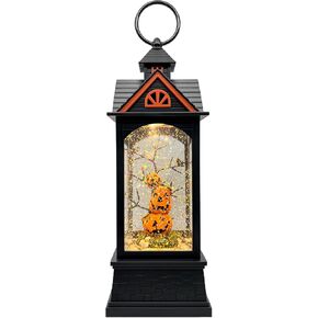 Halloween Snow Globe Lantern, Spooky Ghost Halloween Decor, Plug-in & Battery Operated Snow Globes for Halloween Decorations Indoor
