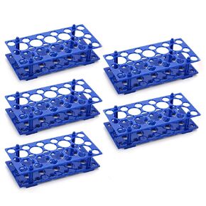 Plastic Test Tube Rack, 28 Wells, Detachable Centrifuge Tube Stand, 10ml/15ml/50ml, Set of 5, Blue