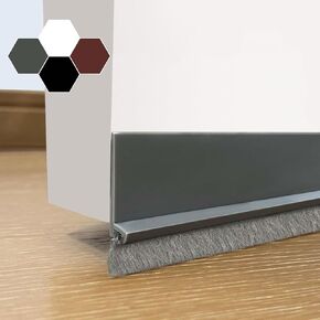 Self-Adhesive Door Sweep with Brush, 39.37" Door Seal for Bottom of Door, Under Door Draft Blocker for Noise/Dust/Temperature Control (Black, L)