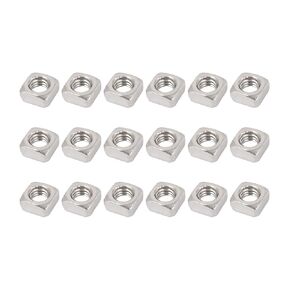 METALLIXITY Square Nuts (M6) 25Pcs, 304 Stainless Steel Hardware Nuts - for Furniture Construction Mechanical Equipment Fasteners, Silver Tone