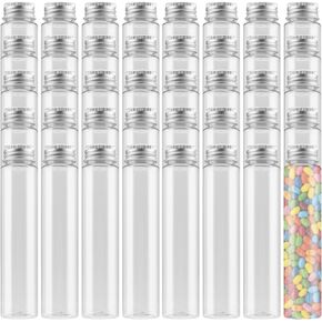 PINGEUI 40 حزمة 140 × 30 مم أنابيب اختبار بلاستيكية مع أغطية لولبية، أنابيب اختبار 110 مل أنابيب اختبار بلاستيكية شفافة لملح الحمام، حاويات الحلوى للحفلات، الزفاف، عيد الميلاد، والهالوين in Kuwait