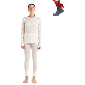 Merino.tech تي شيرت نسائي خفيف الوزن بأكمام طويلة وطبقة أساسية من صوف ميرينو وملابس داخلية حرارية + جوارب صوفية in Kuwait