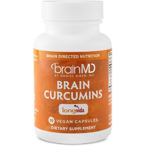 BrainMD Brain Curcumins - 30 Vegan Capsules - with Longvida Curcumin - Gluten Free - 30 Servings