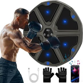 Music Boxing Machine with Boxing Gloves, Boxing Equipment Training Machine Wall Mount, Music Boxing Trainer with Smart Display Screen for Home, Office, Gym