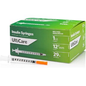 UltiCare U-100 Insulin Syringes, Comfortable and Accurate Dosing of Insulin, Compatible with Any U-100 Strength Insulin, Size: 1cc, 29G x 12.7mm, 100 ct Box