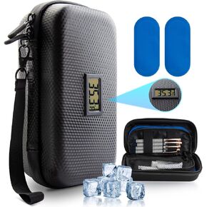 24h Insulin Cooler Travel Case - TSA Approved Medication Diabetic Cooler for Travel with Thermometer Temperature Display Refrigerated Medicine Organizer Bag with 2 Ice Pack Blue