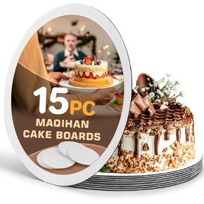 15 Cake Boards 10 inch Round - Cardboard Cake Rounds Base Stand Circles 10 inch Bases Para Pasteles Flat Sheet Cake Decorating Practice Board Tray Platter Plates Pad Liner Cake Making Supplies