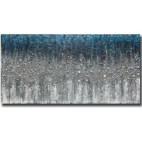 Tiancheng Art,100% Hand Painted Abstract Oil Painting on Canvas, 24 x 48 inches, Blue Gray, Wall Art for Living Room, Bedroom, Dining Room, Home Decor