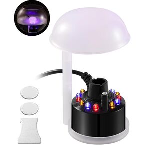 WinTS Mist Maker,12 LED Mister Fogger Water Fountain Pond Fog Machine Atomizer Air Humidifier, Fountain Mister Fogger With Splashing Guard Perfect for Fountain Pond Halloween,Black