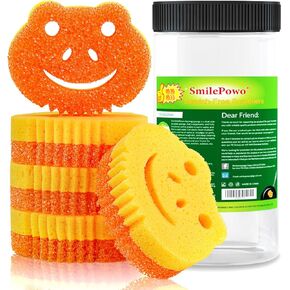 SmilePowo 5 Pack Scrub Sponge, Dual-Sided Temperature Controlled Kitchen Sponge for Dishes, Frog Bulk Sponges Household Cleaning Pads,Multi-Functional Premium Cleaning Sponges