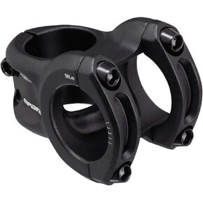 Spank Spoon 318 Stem Black (43mm), Chamfered bar clamp, Ultra-short stack height, Bicycle Stem, Ideal for ASTM 5, All mountain, enduro, trail, free ride, DJ, E-Bike