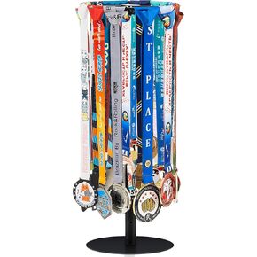 Shimeyao Medal Hanger Display Medal Display Rotatable Medal Holder Rotating Metals Display Rack Adjustable Award Holder Stand for Basketball Running Sports Race (Black,7.8 Inch, 20+ Medals)