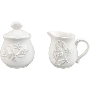 Blue Sky Ceramics Laguna Coastal Sugar and Creamer Set White, Multi (20452)