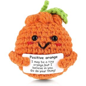 هدية كروشيه برتقالية مصنوعة يدويًا، دمية كروشيه برتقالية إيجابية هدايا ملهمة لطيف دمية برتقالية محبوكة لعبة برتقالية مضحكة لتشجيع تزيين حفلات أعياد الميلاد والأصدقاء in Kuwait
