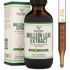 Mullein Drops for Lungs - Organic Mullein Leaf Extract for Lungs - 2FL OZ, 60 Servings (Better Absorbed Than Capsules, Great Addition to Mullein Tea) to Support Lung Health by Double Wood