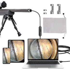 Rifle Borescope, Bore Camera Gun Cleaning Camera - Fits .21 Caliber & Larger-Hunting Shooting Firearms Visual Barrel Inspection Tool with 3 Side-View Mirror Work with Android(Not for iPhone)