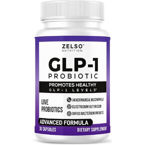 GLP-1 Probiotic with Akkermansia Muciniphila - Gut Health Support with GLP 1 Live Probiotics, 500M CFU Multi-Strain Probiotic + Prebiotic, GLP1 Naturally Plus - 30 Capsules