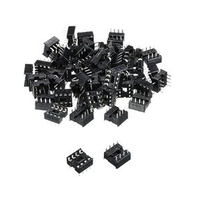 MECCANIXITY DIP IC Chip Socket Adapter Flat Pin 8P 2.54mm Pitch IC Socket for PCB Board Chip, 50 Pack