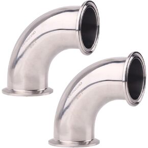 DERNORD 2 Pack 2" Tube OD Elbow 90 Degree Sanitary Pipe Fitting SS304 Tri Clamp 2 Inch