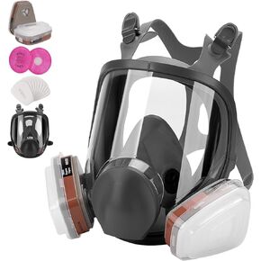 Reusable Respirator full Face Gas Cover, Organic Vapor Mask and Anti-fog, for Painting, mechanical polishing, logging, welding, Against Dust, Staining, Sanding & Cutting