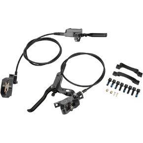 Alomejor Bike 4 Piston Front Rear Hydraulic Disc Brake Mountain Bike CNC Bilateral Oil Brake Oil Pressure Caliper Hydraulic Disc Brake Assembly Set(Black)
