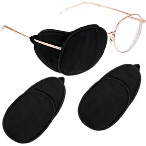 2 Pcs Eye Patches for Glasses Adults Kids Soft Eyepatch Lazy Eyes Bandage Blackout Cover for Left Right Amblyopia Strabismus After Cataract Women Men