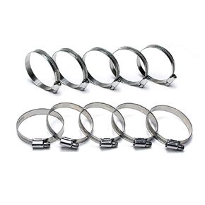 HPS Performance EMSC-10-16x10 Stainless Steel Embossed Hose Clamps SAE 4, Effective Size: 7/16" - 11/16", 3/8" Band (Pack of 10)