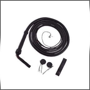 Cowhide Leather Bullwhips 08ft Long & 16 Strands Equestrian Whip Belly & Bolster Inside- Whips for Adults with Belt Holder for Bull Whip- Free Leather Cracker and Nylon Popper