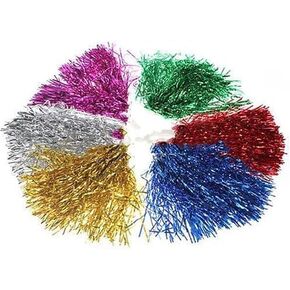Blue Cheerleading Pom Poms with Handle for Team Spirit Sports Dance Cheering Kids Adults Pom Poms Cheerleading Metallic Cheer Pom Poms with Plastic Handles for Rooters Squard Team Spirit Sports