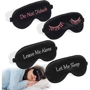4 Pack Eye Mask for Sleeping Silky Funny Soft Satin Sleep Shade Cover Blindfold with Elastic Strap Travel Nap Blackout for Women Men