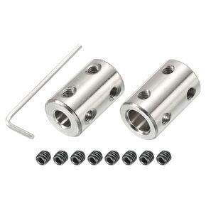 PATIKIL Shaft Coupler Connector L22 x D14 5mm to 6mm Bore Rigid Coupling Stainless Steel Shaft Joint w Screw,Wrench for 3D Printers Silver 2Pack