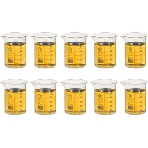 PATIKIL 50ml Low Form Glass Beaker, 10Pcs 3.3 Borosilicate Glass Beakers Graduated Measuring Cup with Spout for Lab Experiment, Cooking and Baking, Clear