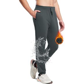 BALEAF Men's Fleece Lined Joggers Winter Athletic Sweatpants Thermal Hiking Workout Running Pants with Zipper Pockets