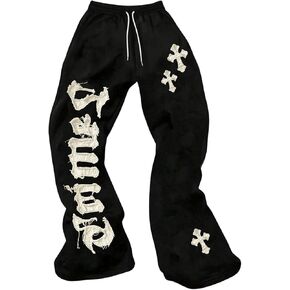 SHENHE Men's Graphic Cross Print Flare Sweatpants Drawstring Gothic Y2k Casual Pants in Kuwait