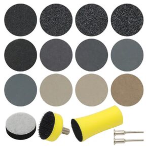 185 Pieces 1 Inch Sanding Discs, VIBRATITE Wet Dry Sand Pads with 1/8" Shank Backing Pad and Soft Foam Buffering Pad Assorted 60 to 10000 Grits Grinding Abrasive for Wood Metal Mirror Jewelry