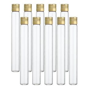 PATIKIL 25ml Test Tubes, 50pcs 5.71x0.71in Glass Clear Round Bottom Test Tube Containers with Aluminum Cap for Bead Party Candy Bath Salt Storage Scientific Experiment Plant Propagation